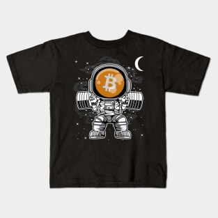 Astronaut Lifting Bitcoin BTC Coin To The Moon Crypto Token Cryptocurrency Blockchain Wallet Birthday Gift For Men Women Kids Kids T-Shirt